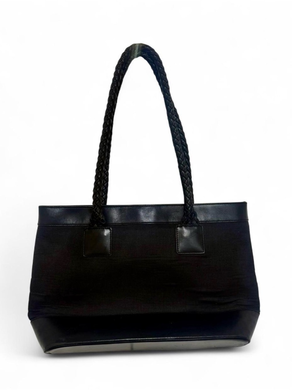 $148 🖤 Lauren Ralph Lauren Black Tote Bag (Braided Strap) - Picture 4 of 6